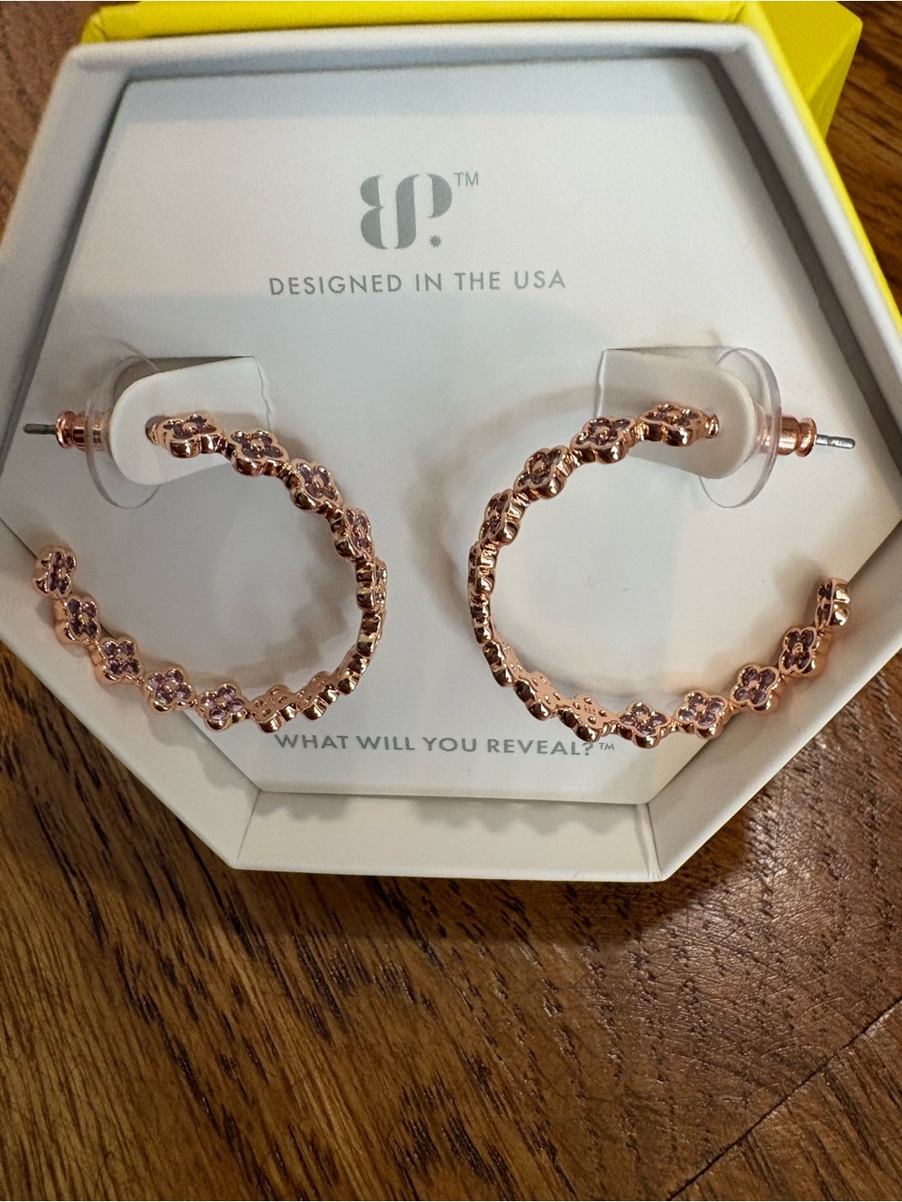 BP Rare Unicorn Carmella Rose Gold Floral Hoop Earrings